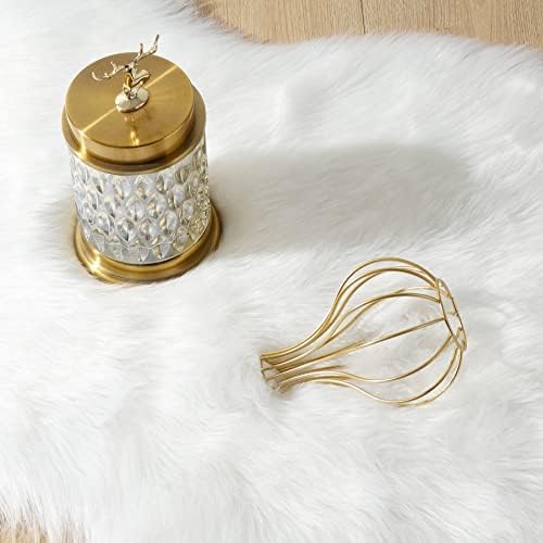 Faux Fur Rug Sheepskin Fuzzy Rug Super Soft Fluffy Plush Area Rug Bedroom Floor Children's Room Sofa Cushion Living Room Bedside Rugs (White,3×3 ft Rotund)