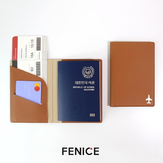 Fenice Plain Simple Passport Cover Holder Wallet Case for Travel Essential RFID Blocking Vegan Leather Waterproof (GREY)