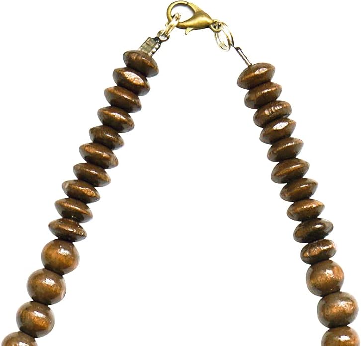 Xianli Wang Natural Wood Beads Necklace for Men Women Wooden Chain Unisex Chunky Bead Necklaces