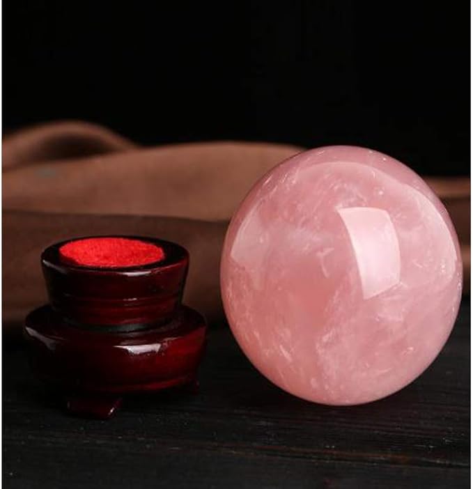 Natural Rose Quartz Healing Crystal Gemstone Sphere Ball for Reiki Balancing Meditation Energy Home and Office Decoration (4-4.5cm, Rose Quartz)