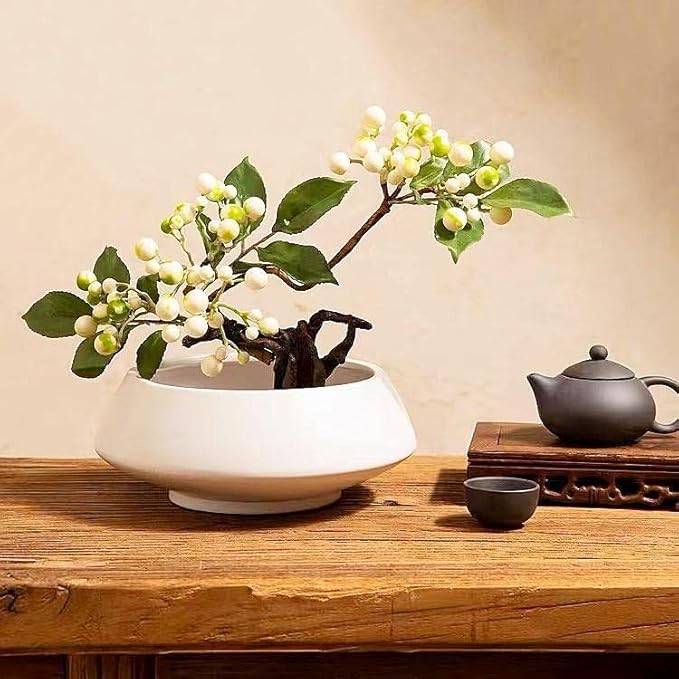 Ceramic Japanese Ikebana Vase Set with 2 inch Flower Frog Handmade Flower Pot Flower Arrangement Floral Art Supplies Flower Bowl Decorative Flower Vase