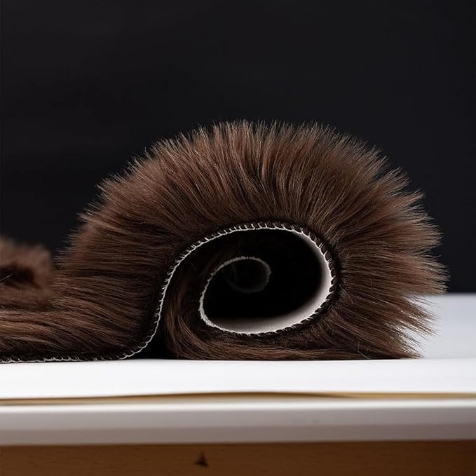 Faux Fur Rug Sheepskin Fuzzy Rug Super Soft Fluffy Plush Area Rug Bedroom Floor Children's Room Sofa Cushion Living Room Bedside Rugs (Coffee,3×3 ft Rotund)