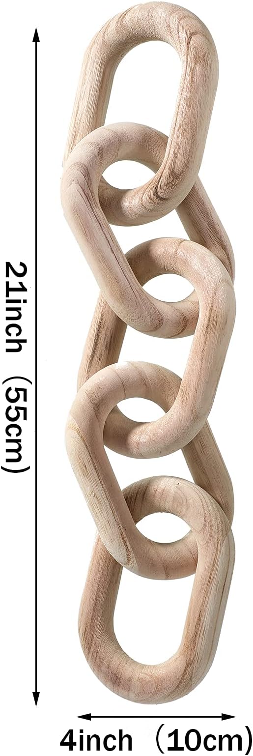 Decorative Wood Link Chain Wooden Chain Decor 5 Link Decoration for Family Party Home Office Decoration Supplies(Wood Color)