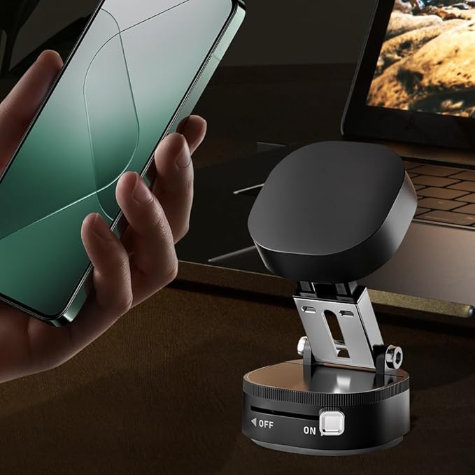 Vacuum Magnetic Suction Phone Holder, 2026 New Vacuum Magnetic Phone Holder, Adjustable Suction Phone Mount, Portable Universal Collapsible Magnetic Phone Stand Car Mount for Smartphones (White)