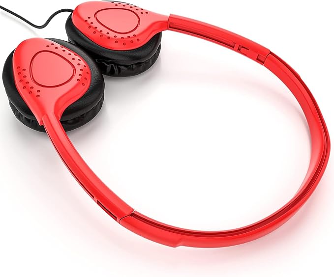 Maeline Bulk Classroom Student Headphones On Ear Stereo Headphones Adjustable Band & Faux Leather Cushions for Kids Online Learning, Library, School, Travel - 3.5mm Plug - 500 Pack - Multi Colors