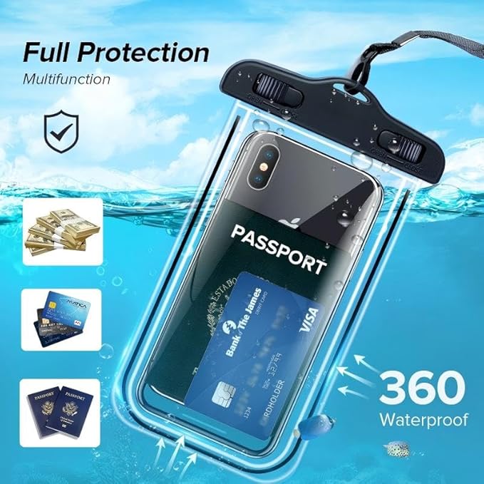 Sriyso Floating Universal Waterproof Phone case 2 Pack-Up to 7.0",Adjustable Lanyard Phone Pouch,Cellphone Dry Bags for Vacation Beach Pool Kayak Cruise Travel Essentials(White