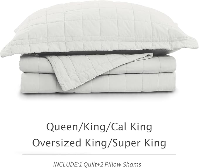 100% Cotton Quilt Sets King Size - Soft Lightweight Quilt Bedding Set for Bedroom Decor- Bedspread in Geometric Pattern with 2 Pillow Shams for All Season, 98x106 inches
