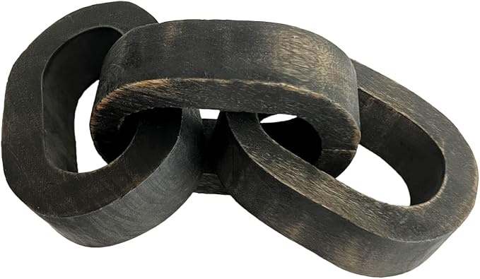 Deco Azul Wood Chain Link Decor - Coffee Table & Shelf Decor - Black