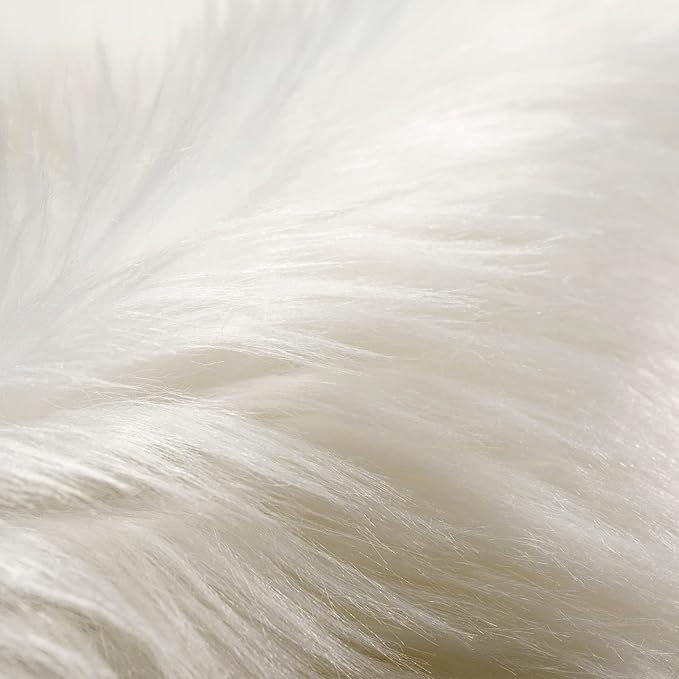 SERISSA Ultra Soft Faux Fur Area Rug White Fluffy Rug Plush Chair Cover Seat Pad Fuzzy Carpet Furry Besides Rug for Bedroom Floor Sofa Living Room 2x4 Feet (Rectangular, White)