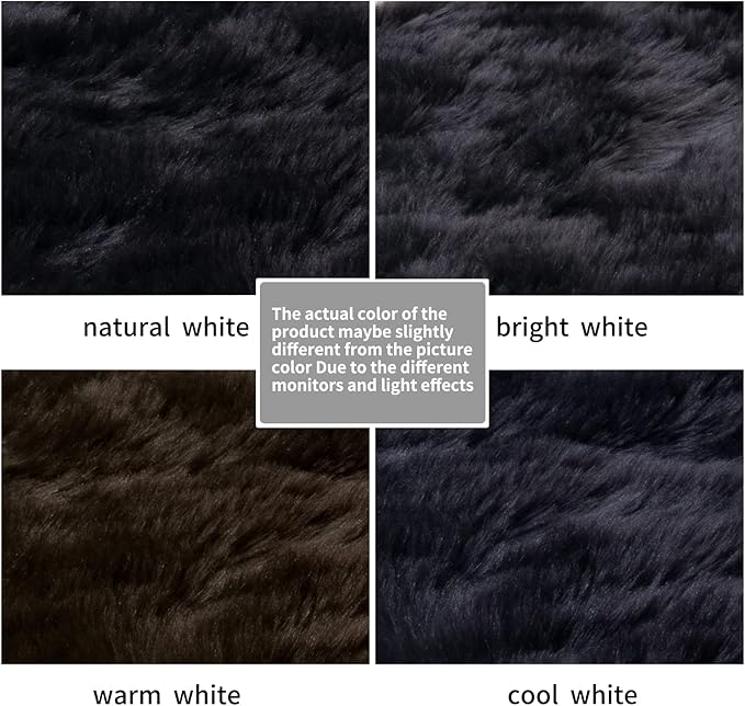 SERISSA Soft Fluffy Rug Coal Black Faux Sheepskin Fur Rug Shaggy Area Rug for Bedroom Floor Living Room 3x5 Feet