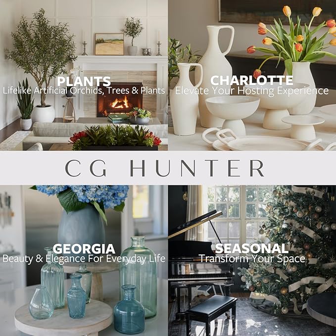 CG Hunter Terracotta Black Vase with Handles, 11-in Vintage Decor Vase & Table Decor in Entryway, Livingroom or Dining Room, Display Fresh or Dried Flowers, or as a Standalone Decorative Accent