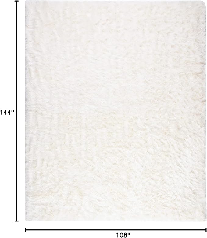 SAFAVIEH Faux Sheep Skin Collection 9' x 12' Ivory FSS235A Silken Glam 2.35-inch Thick Area Rug