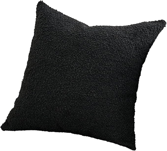 DOMVITUS Boucle Pillow Covers 20x20, Black Decorative Couch Pillows for Living Room, Throw Pillow Covers for Bedroom Chair Sofa Accent Couch Pillows Soft Cushion Case, 1PC