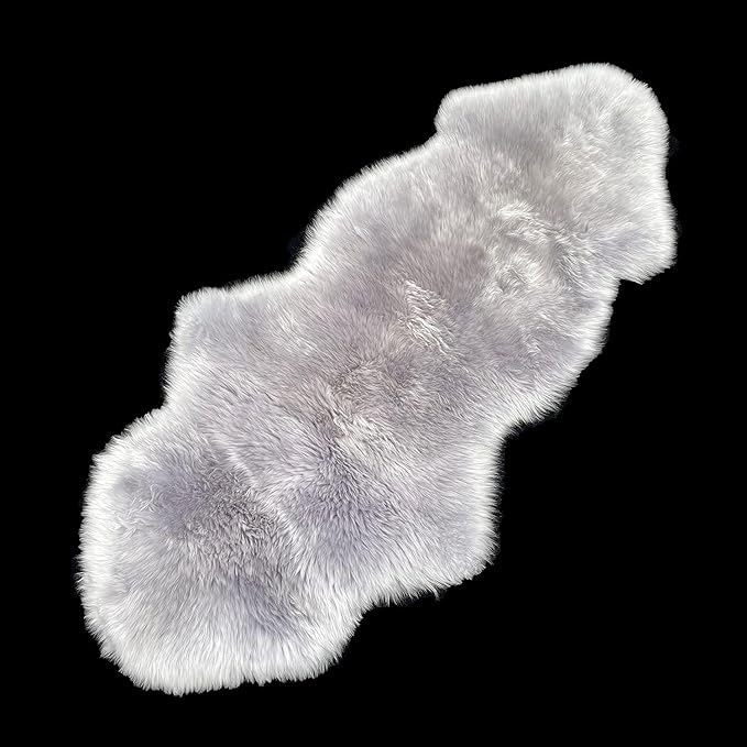 WL&ALLEN Large Sheepskin Rug Genuine Thick and Lush 3 Inch Pile,Luxury Australian Pelts |Large Sheepskin Wool Area Rugs (Single & a Half Pelt 2'6" x 5',Grey)