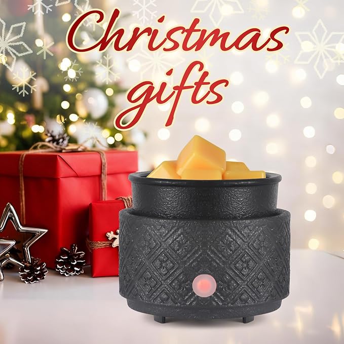MOCOSA Wax Melt Warmer for Scented Wax,3-in-1Ceramic Wax Warmer Fragrances Candle Oils, Home Fragrance Burner,Electric Candle Warmer for Mom Women(Black)