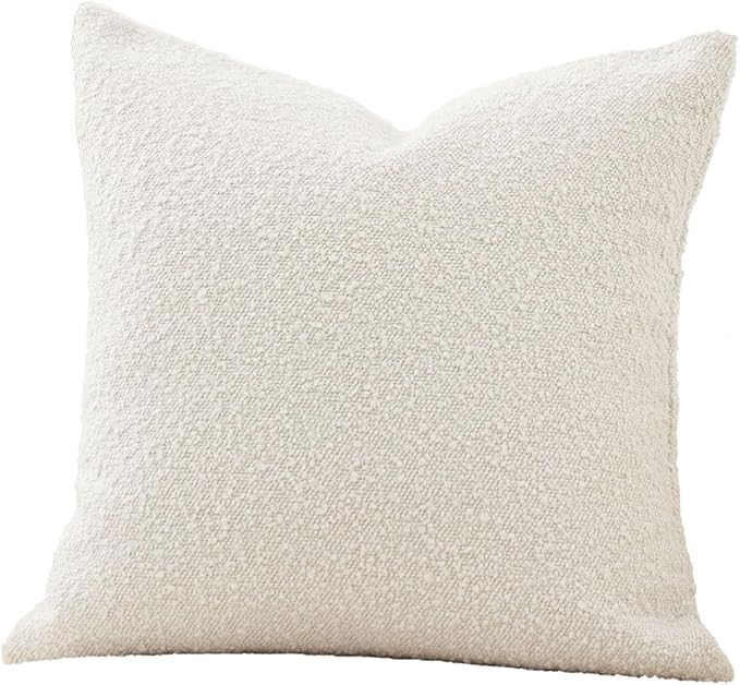 DOMVITUS Boucle Pillow Covers 24x24 Luxury Throw Pillow Covers Decorative Bed Sofa Pillows for Living Room Accent Couch Pillows Soft Cushion Case, 1PC, Ivory
