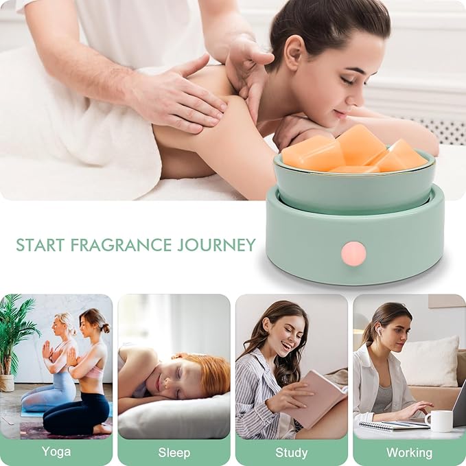 Electric Wax Melt Candle Warmer - 4-in-1 Essential Oil Candle Burner Ceramic Fragrance Warmer for Scented Wax Tarts Candle Jars Essential Oils Home Office Bedroom Gift Decor