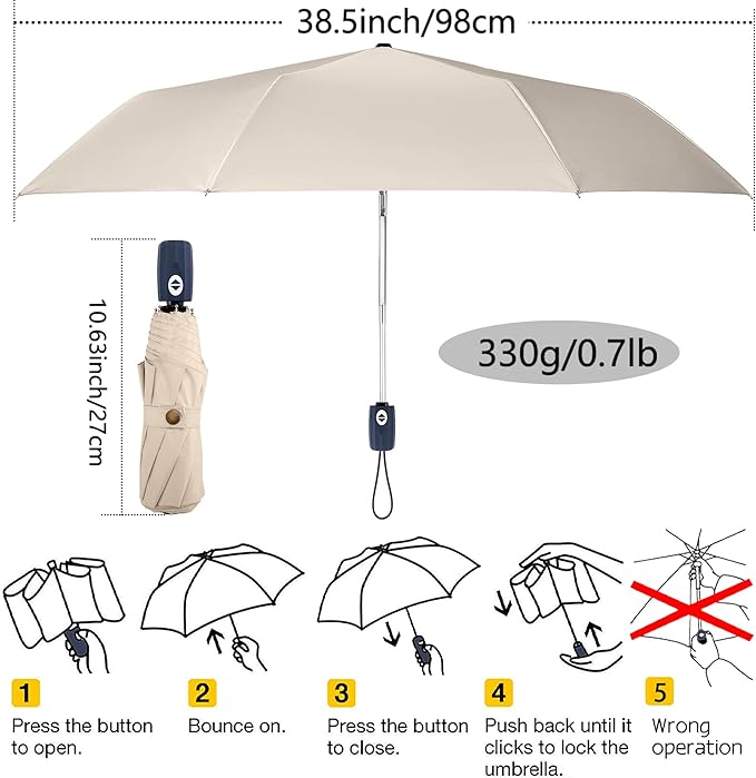 FDJASGY UV Sun Umbrella Compact Folding Travel Umbrella Auto Open Close Compact Folding Rain Umbrellas for Women Men Blocking UV 99.98%