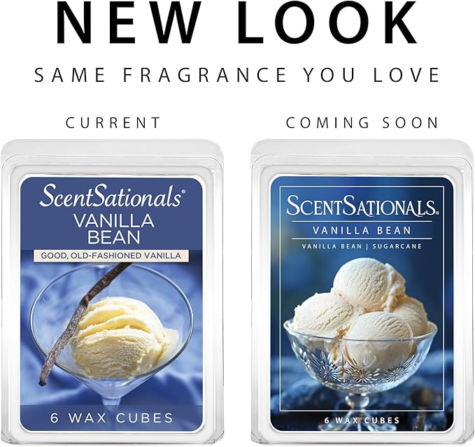 Scentsationals Wax Melts, Wax Cubes Strong Scent - Vanilla Bean - Long Lasting Scented Wax Melts for Warmer, 10oz (24-Cubes)