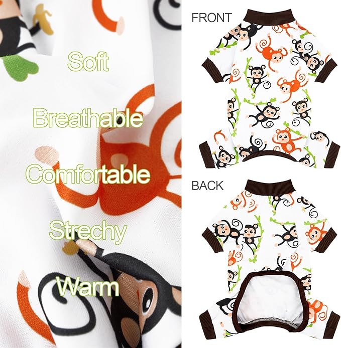 XPUDAC 4 Pack Dog Pajamas Soft Strechy Summer Doggie Clothes for Small Medium Dogs Boy Girl Cat Apparel-Small