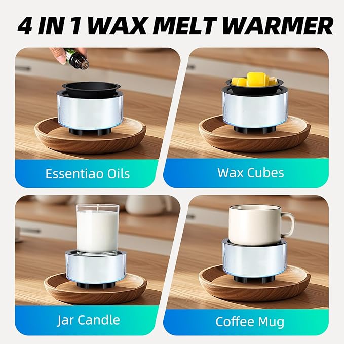 Wax Melt Warmer, Electric Wax Warmer for Scented Wax, All-in-One Candle Wax Melter with PTC Heating and 7 Color Lights, Glass Fragrance Oil Burner for Women Gifts(3D Fireworks)