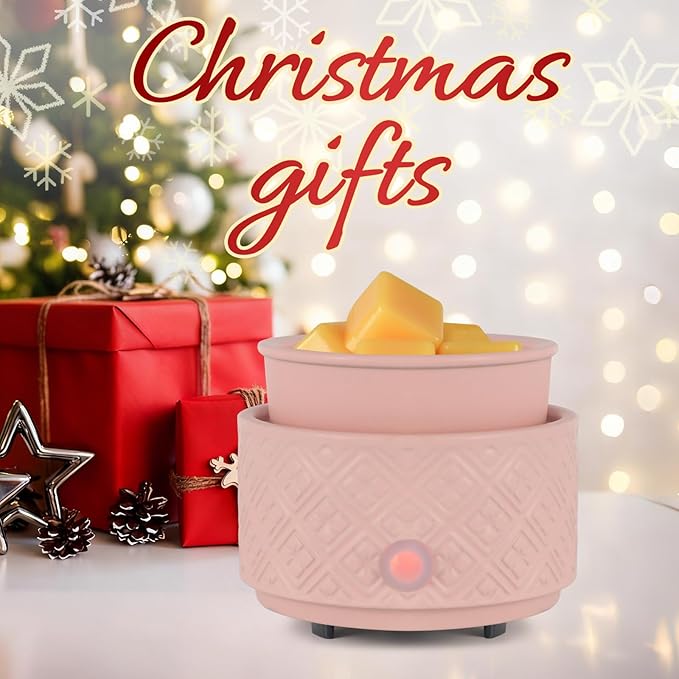 Wax Melt Warmer for Scented Wax,3-in-1Ceramic Wax Warmer Fragrances Candle Oils, Home Fragrance Burner,Electric Candle Warmer Perfect Christmas Gifts for Mom Women(Pink)