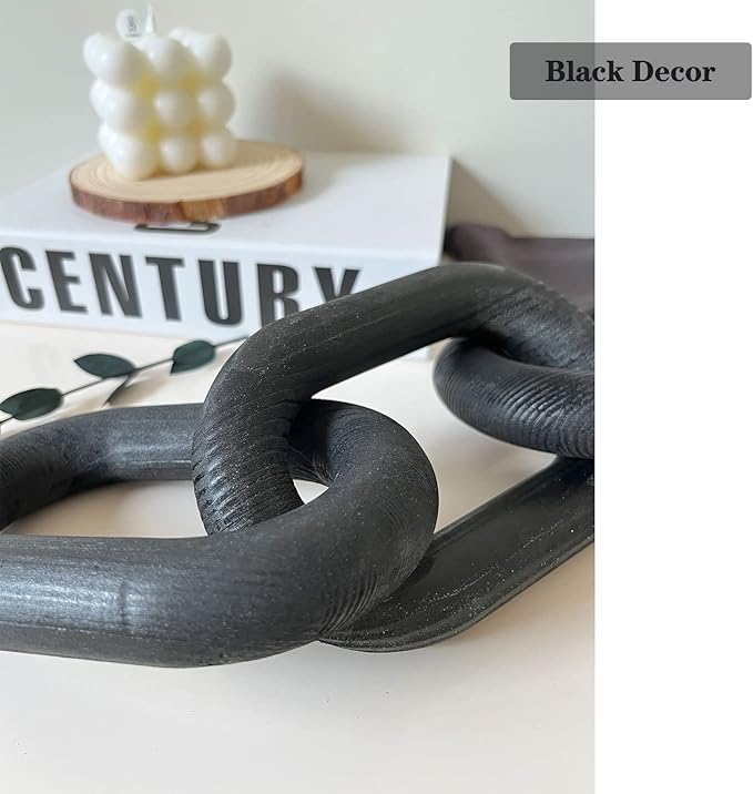 Wood Chain Link Decor3 Link Chain Decoration Pine Wood Carved Modern Home Decoration Used for Farmhouse Decoration Living Room Bedroom Bookcase Porch Decoration (A)