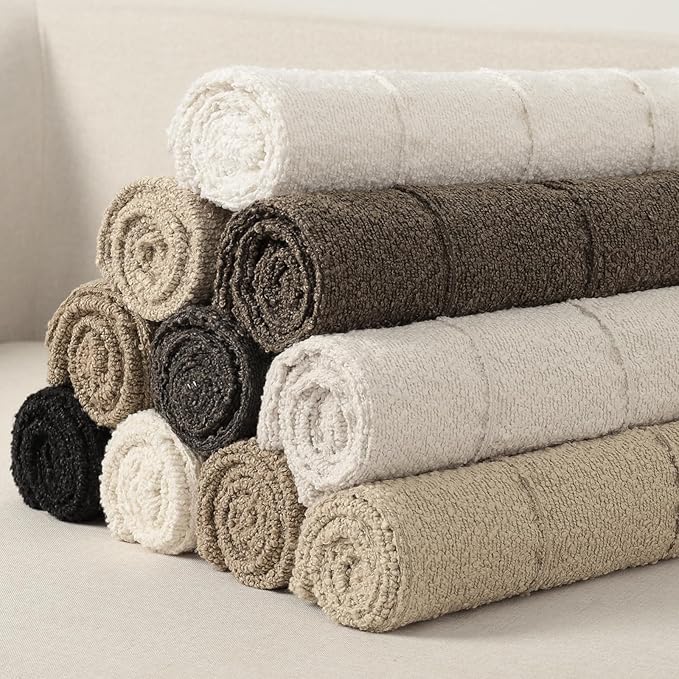 YCOLL Textured Boucle Throw Pillow Covers 18x18 Pack of 2 - Soft Neutral Striped Cushion Covers, Cozy Accent Decorative Pillow Covers for Couch, Sofa, Bed, Living Room (Dark Gray)