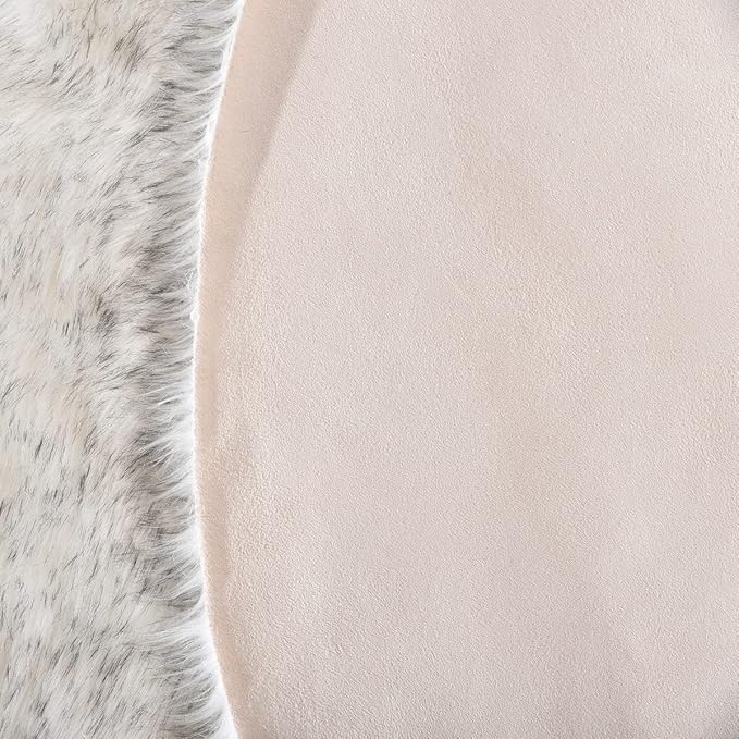 White and Grey 4X6 Faux Sheepskin Shag Fur Runner Rugs for Living Room Bedroom Fluffy Washable Furry Area Rug Nursery Teen Room Décor