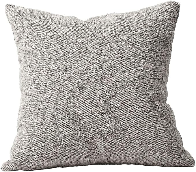 DOMVITUS Boucle Pillow Covers 20x20 Luxury Throw Pillow Covers Decorative Pillows for Bed Sofa Pillows for Living Room Accent Couch Pillows Soft Cushion Case, 1PC, Sand Grey