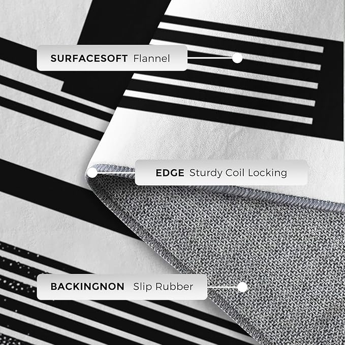 Black and White Stripe Rugs for Home Decor, 6x8 ft, Modern Stripes Area Rugs for Living Room, Soft Non Slip Washable Abstract Striped Carpet Bedroom Decorations Dt-Ghf-31