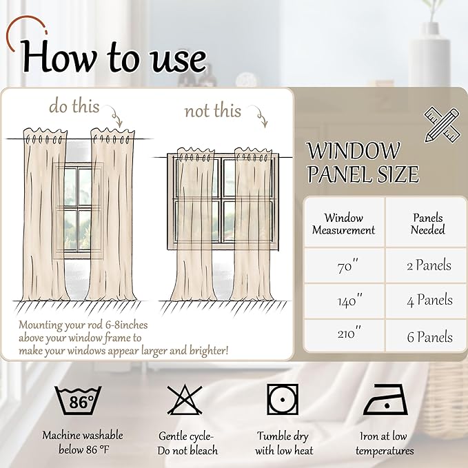 Lajode Terracotta Linen Blackout Curtains 54 Inch Long 2 Panels for Bedroom, Thermal Insulated Total Light Blocking Noise Reducing Window Curtains for Farmhouse Living Room, Each 52x54 Inch 2 Panels
