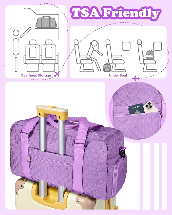 Elilier Personalized Gifts for Girls 8-18 Age, Initial Travel Duffel Bag, Gym Bag, Gift for Kids, Monogram Overnight Bag, Niece Gifts Mother In Law Gifts Birthday Gifts, Graduation Gifts