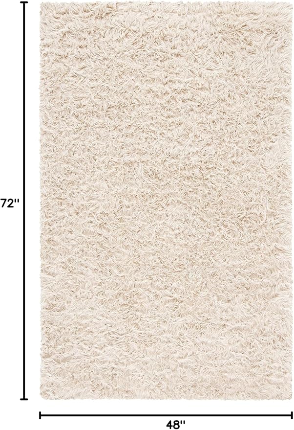 SAFAVIEH Faux Sheep Skin Collection 4' x 6' Beige FSS235K Silken Glam 2.35-inch Thick Area Rug