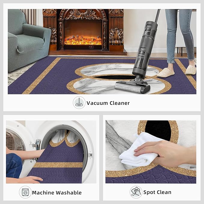 Marble Area Carpet Elegant Purple Marble Area Rugs for Living Room Modern Minimalist Rug Modern Light Luxury Geometric Carpet for Bedroom Entrance Door 5x7ft