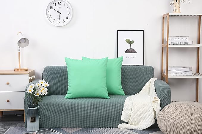 TangDepot Handmade Decorative Solid 100% Cotton Canvas Throw Pillow Covers/Cushion Covers, 45 Colors Available - (26" x 26" , Mint Green, 1 Count (Pack of 1))