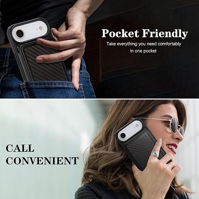 GUERNICA for iPhone 17 Air (6.7") Case Wallet with Card Holder, RFID Blocking Leather Protection, Shockproof Women Men Phone Case for iPhone Air, A - Black