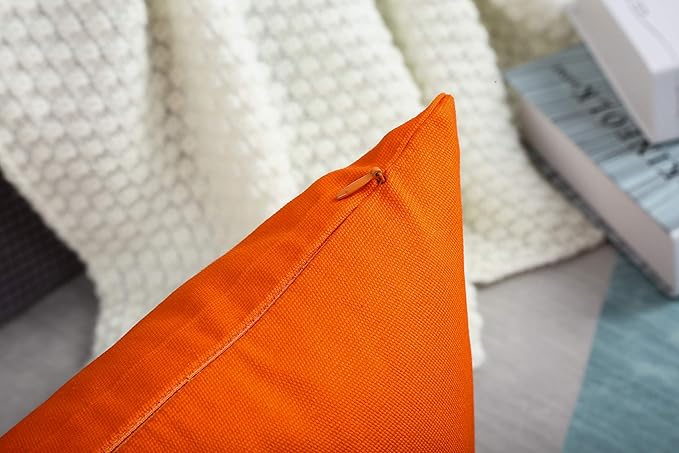 TangDepot Handmade Decorative Solid 100% Cotton Canvas Throw Pillow Covers/Pillow Shams, (12"x20", Orange)