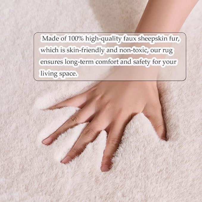 1700GSM Fuzzy Faux Sheepskin Fur Area Rug,Extra Soft Faux Fur Mat,Fluffy Shaggy Fur Rug for Bedroom Living Bedside Rug Room Decor-Ivory White, 4 x 6 ft