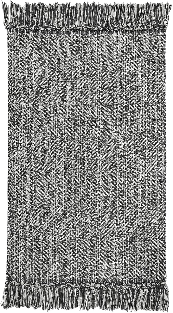 Collive Long Hallway Runner - 2.6' x 10', Washable Indoor Entryway Rug, Grey/Cream Braided Woven Kitchen Rugs, Low-Profile Front Door Floor Carpet for Laundry Room, Bedroom Doorway
