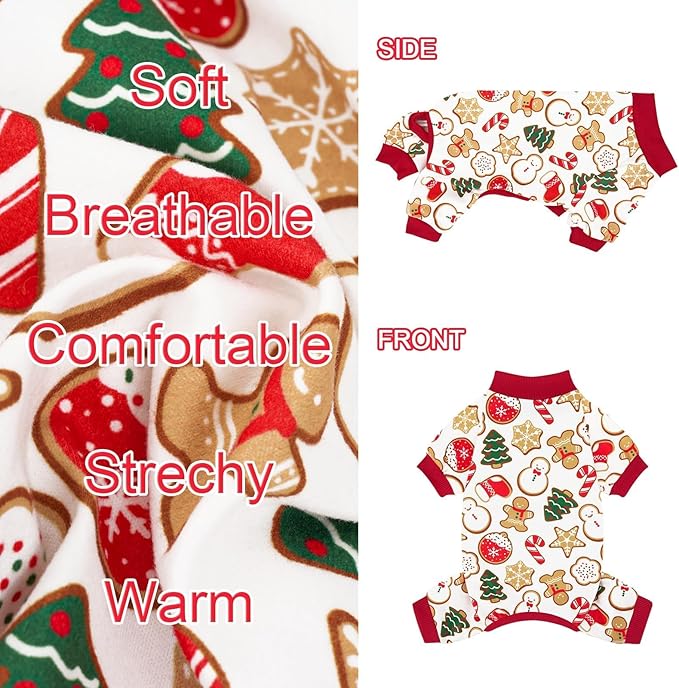 XPUDAC 4 Pack Christmas Dog Pajamas Comfy Dog Clothes for Small Medium Dogs Girl Boy Holiday Pet Outfit Puppy Onesie Cat Pjs Jammies,2XL