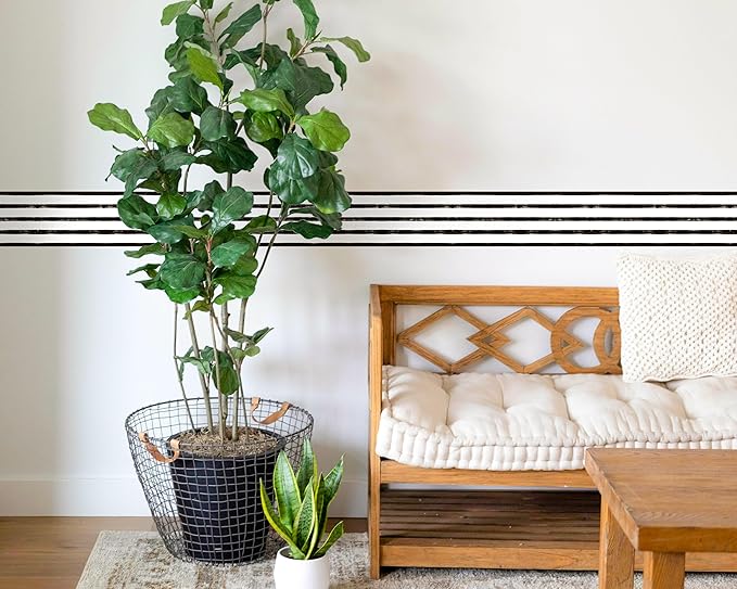 FLFK Wallpaper Border - Black and White Striped Wall Borders Decal Peel and Stick Trim 9" x 240"