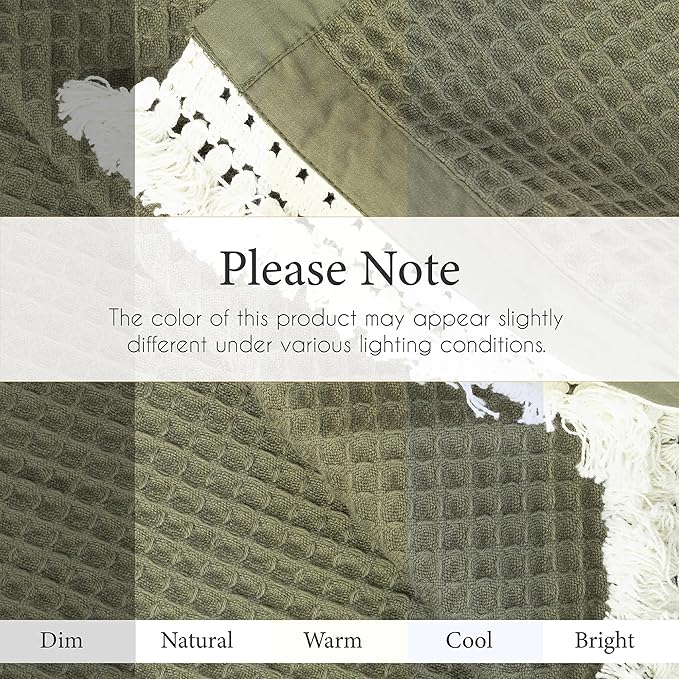 Salt Earth GOTS Certified 100% Organic Cotton Throw Blanket, 55"x60" Waffle Blankets & Throws for Bed, Throw Blanket for Couch, Cozy Christmas Blankets and Throws for Christmas Gifts (Ivy Green)