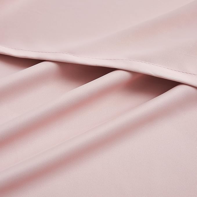 DUALIFE Baby Pink Curtains Blackout 63 Inch Length - Rose Blush Curtains for Nursery Thermal Insulated Room Darkening Curtain Panel Pair with Grommet Top 42 x 63 Inches Long, 2 Panels