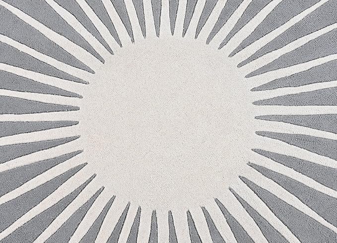 Modern Round Area Rug – Hand-Tufted with 100% NZ Wool, Thick & Soft Circular Carpet for Living Room, Bedroom & Dining Room Decor (Grey, 7' Round)