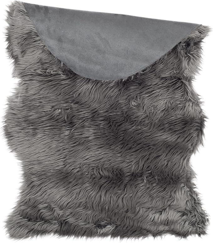 SAFAVIEH Faux Sheep Skin Collection 3' x 5' Grey FSS115D Silken Glam 2.35-inch Thick Area Rug