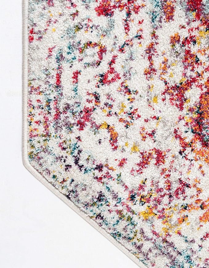 Rugs.com Arlington Collection Rug – 8 Ft Octagon Multi Medium-Pile Rug Perfect for Living Rooms, Kitchens, Entryways
