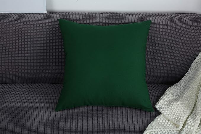 TangDepot Handmade Decorative Solid 100% Cotton Canvas Throw Pillow Covers/Cushion Covers, 45 Colors Available - (18" x18" , Deep Green, 2 Count (Pack of 1))