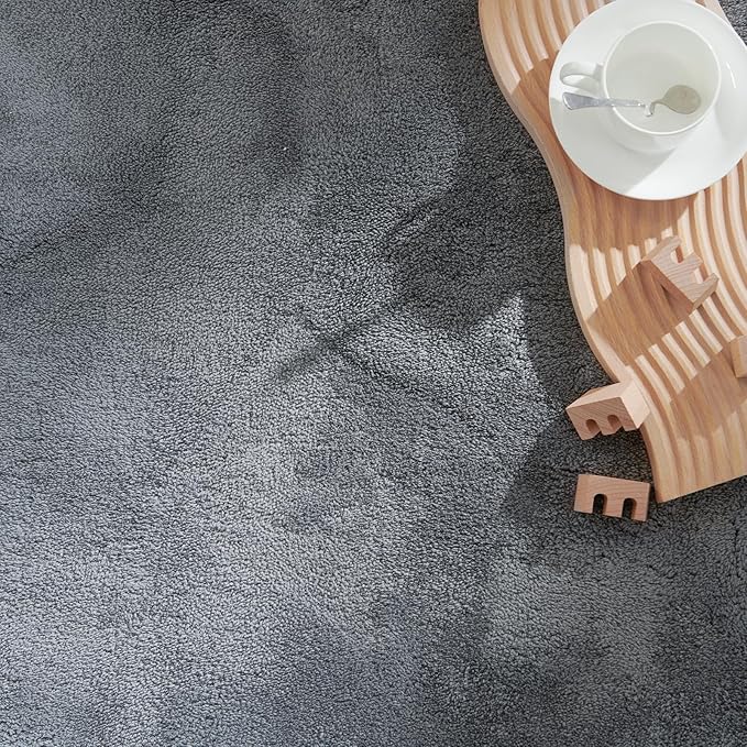 jinchan Solid Plush Runner Rug 2x6 Performance Shaggy Washable Hallway Rug Soft Modern Faux Wool Cozy Non Slip Carpet for Bedroom Laundry Room Living Room Kids Nursery Grey