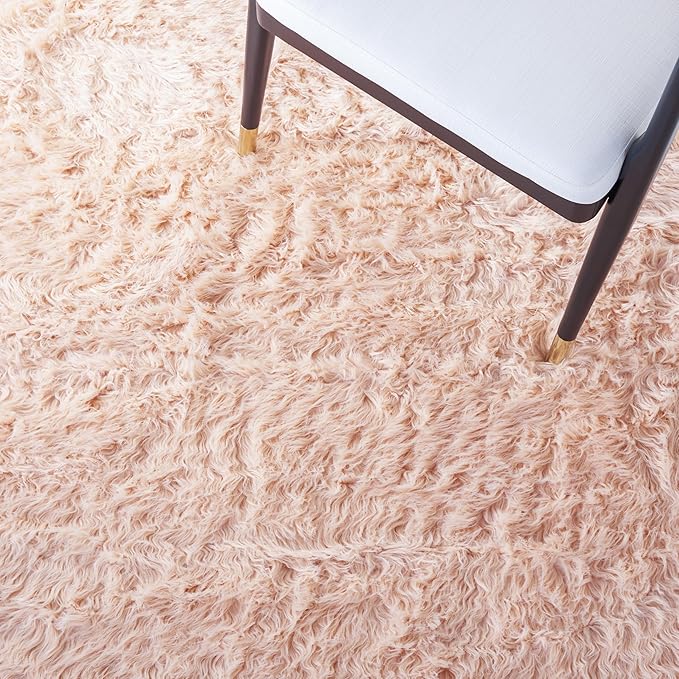 SAFAVIEH Faux Sheep Skin Collection 2' x 3' Light Pink FSS115U Silken Glam 2.35-inch Thick Accent Rug